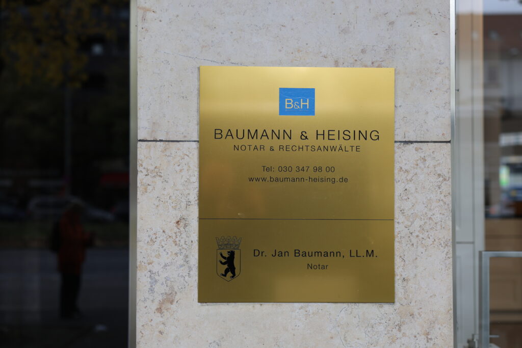 Kanzleischild Baumann & Heising
